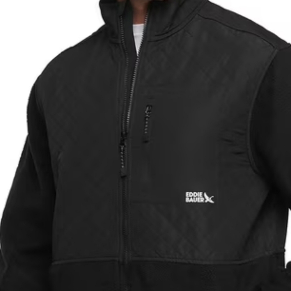 Eddie Bauer Men's Black Mixed Media Fleece Jacket